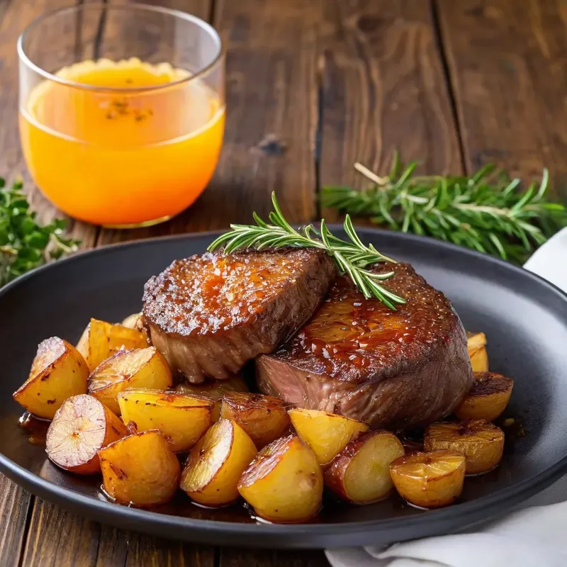 Рецепт Баранина с медово-апельсиновым маринадом и жареным картофелем