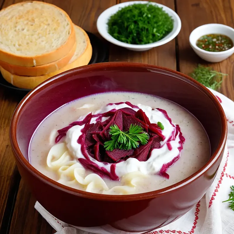 Рецепт Борщ с копченой кониной и сливой