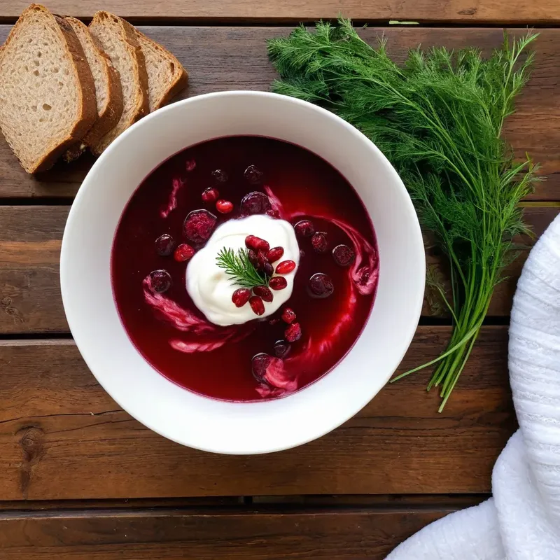 Рецепт Борщ с копченой олениной и брусникой