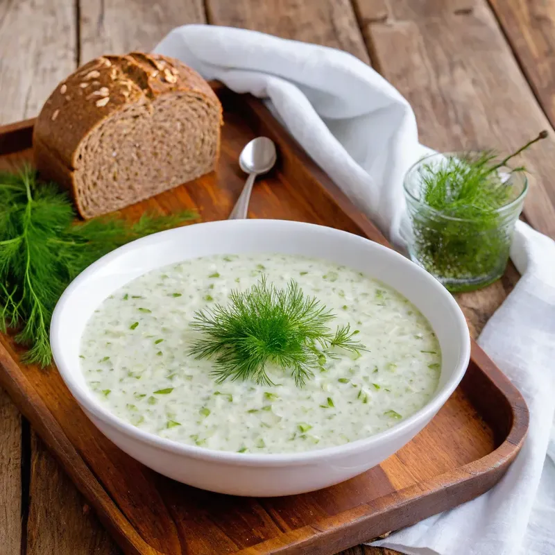 Рецепт Ботвинья с огурцом и укропом на кефире