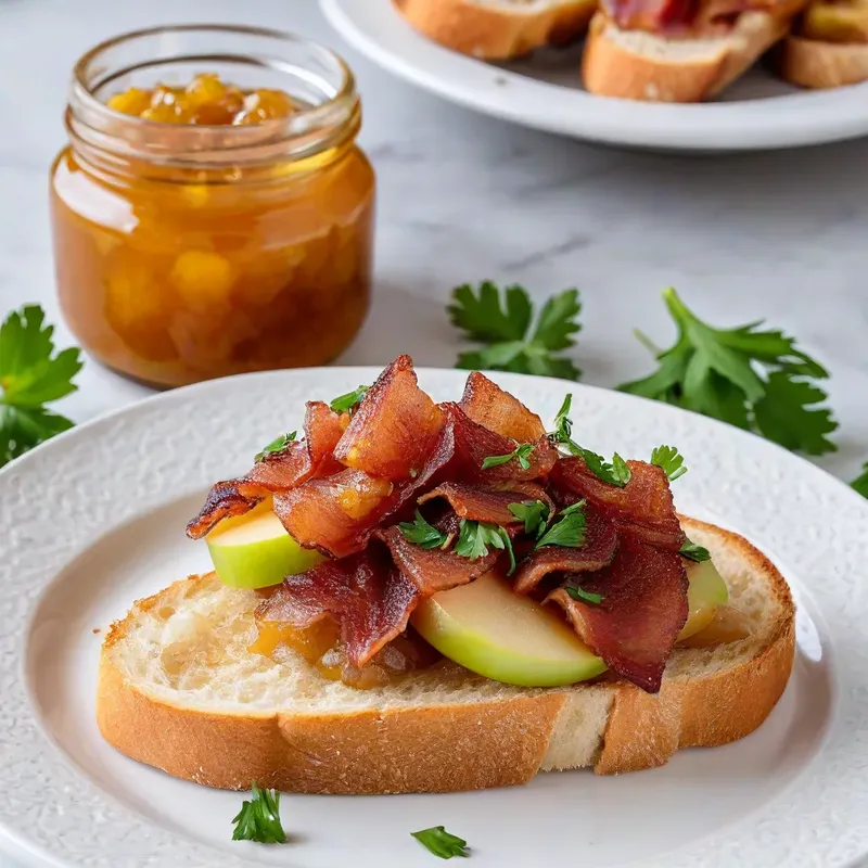 Рецепт Брускетты с беконом и яблочным чатни