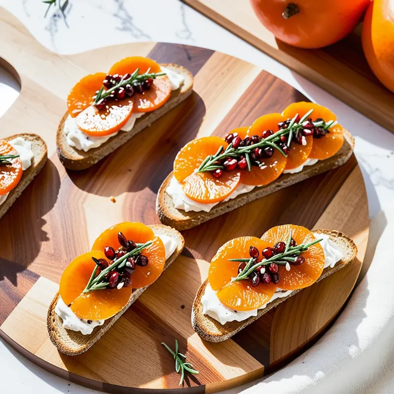 Рецепт Брускетты с хурмой и козьим сыром