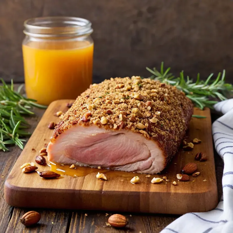Рецепт Буженина с мёдом и копчёным сыром в ореховой корочке
