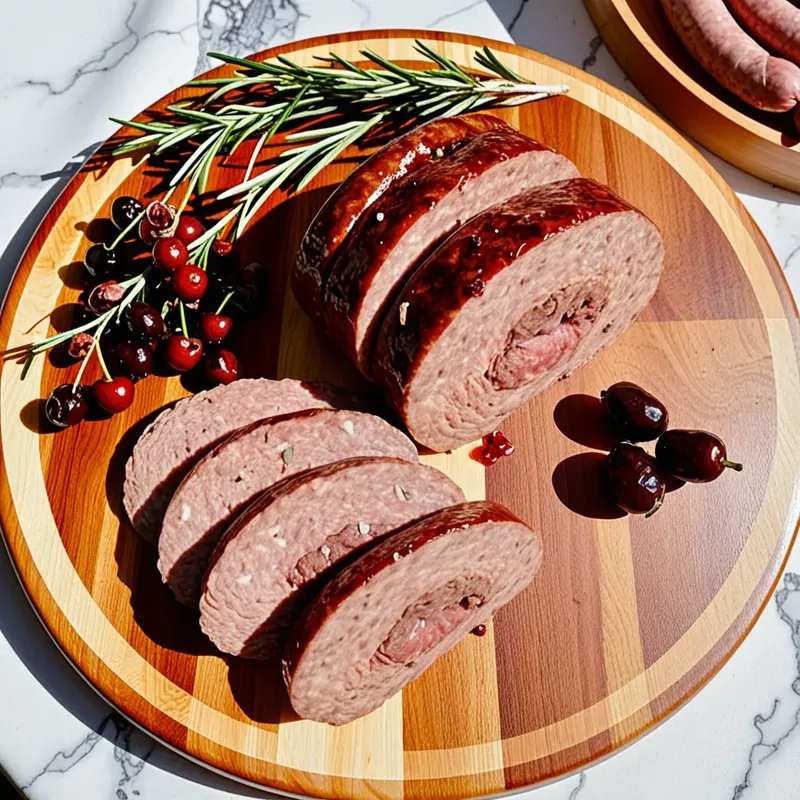 Рецепт Домашняя колбаса с брусникой и можжевельником