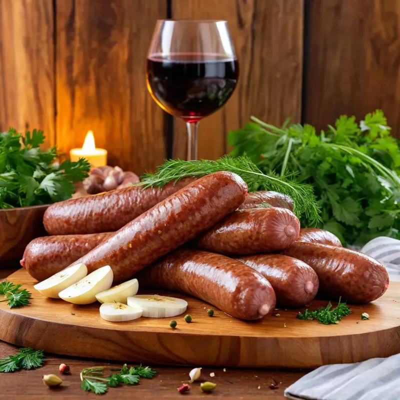 Рецепт Домашняя колбаса с чесноком и зеленью