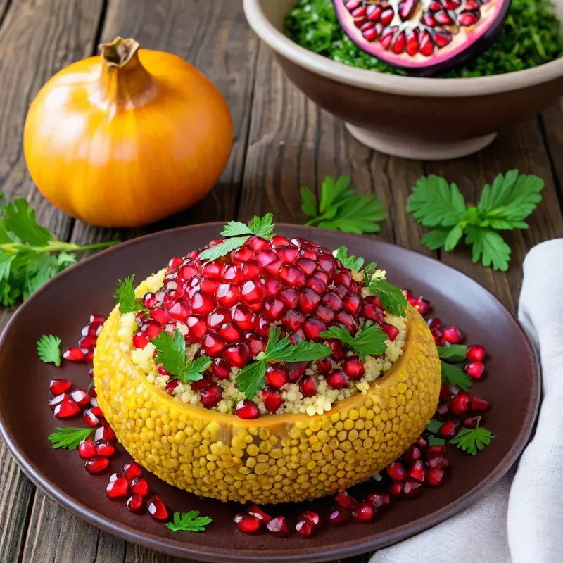 Рецепт Фаршированные баклажаны с кускусом и гранатовой заправкой