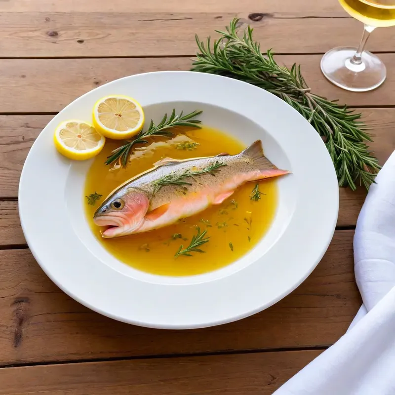 Рецепт Форель с шафрановым бульоном и розмарином