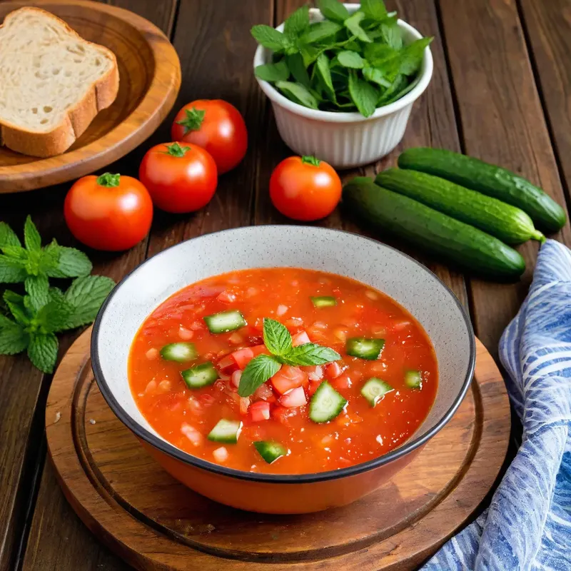 Рецепт Гаспачо с огурцом и мятой