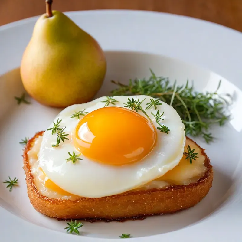 Рецепт Яичные бризы с копченым сыром и грушевым конфитюром