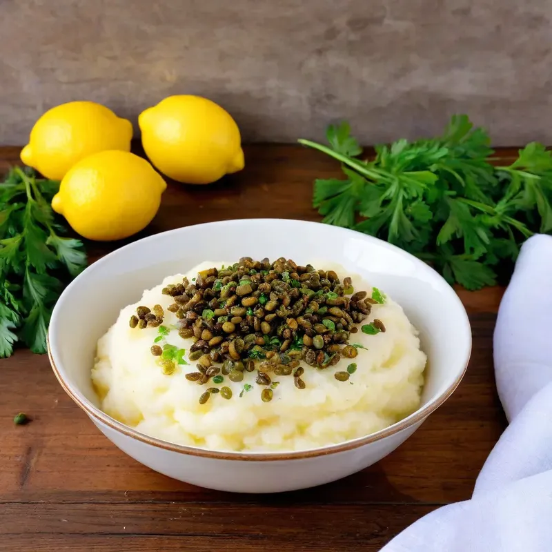 Рецепт Картофельное пюре с жареными каперсами и лимонной цедрой