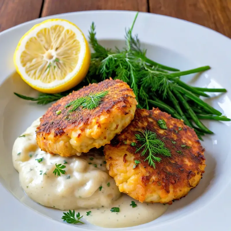 Рецепт Котлеты из камбалы с чесночным соусом и укропом