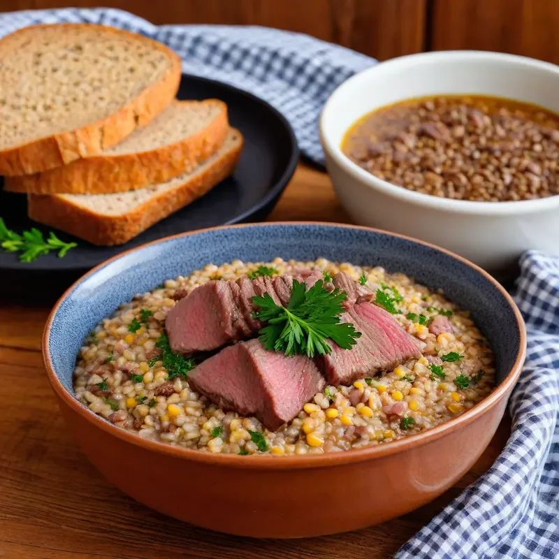 Рецепт Кулеш с копченой говядиной и ячневой крупой