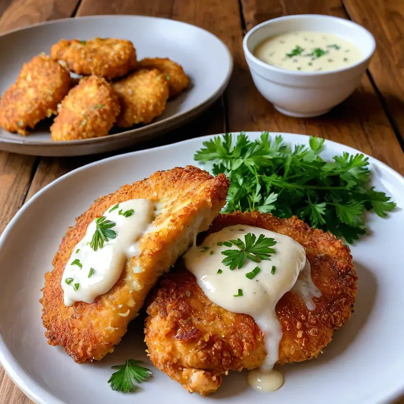 Рецепт Куриные отбивные с пармезаном и чесночным кремом