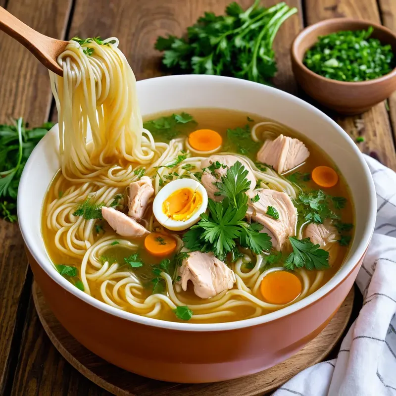 Рецепт Куриный бульон с лапшой и зеленью
