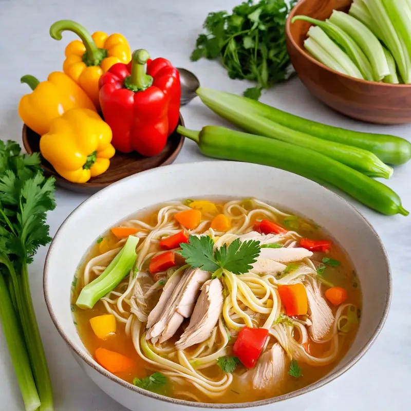 Рецепт Куриный суп-лапша с болгарским перцем и сельдереем