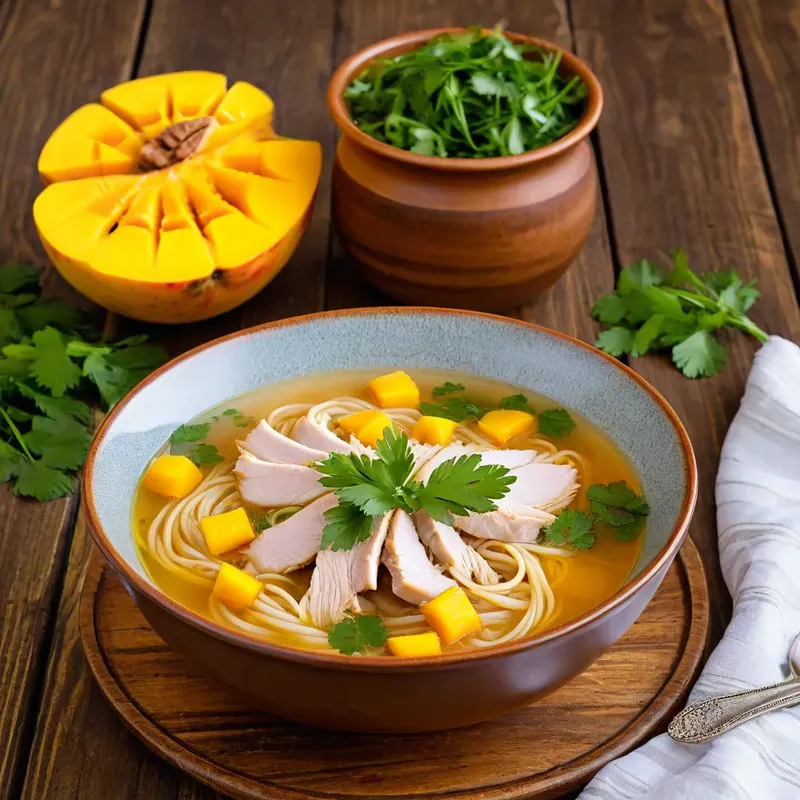 Рецепт Куриный суп-лапша с манго и кинзой