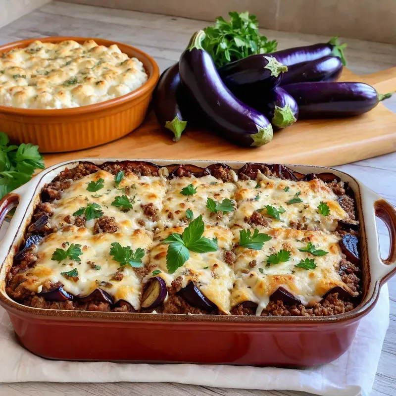 Рецепт Мясная запеканка с баклажанами и фетой