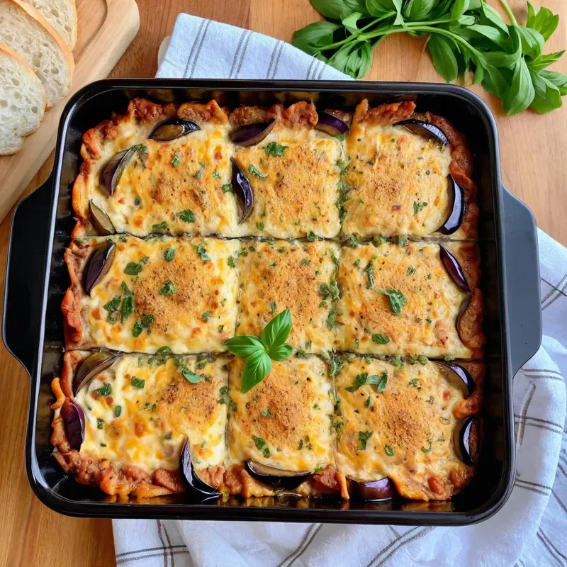 Рецепт Мясная запеканка с баклажанами и сливочным сыром