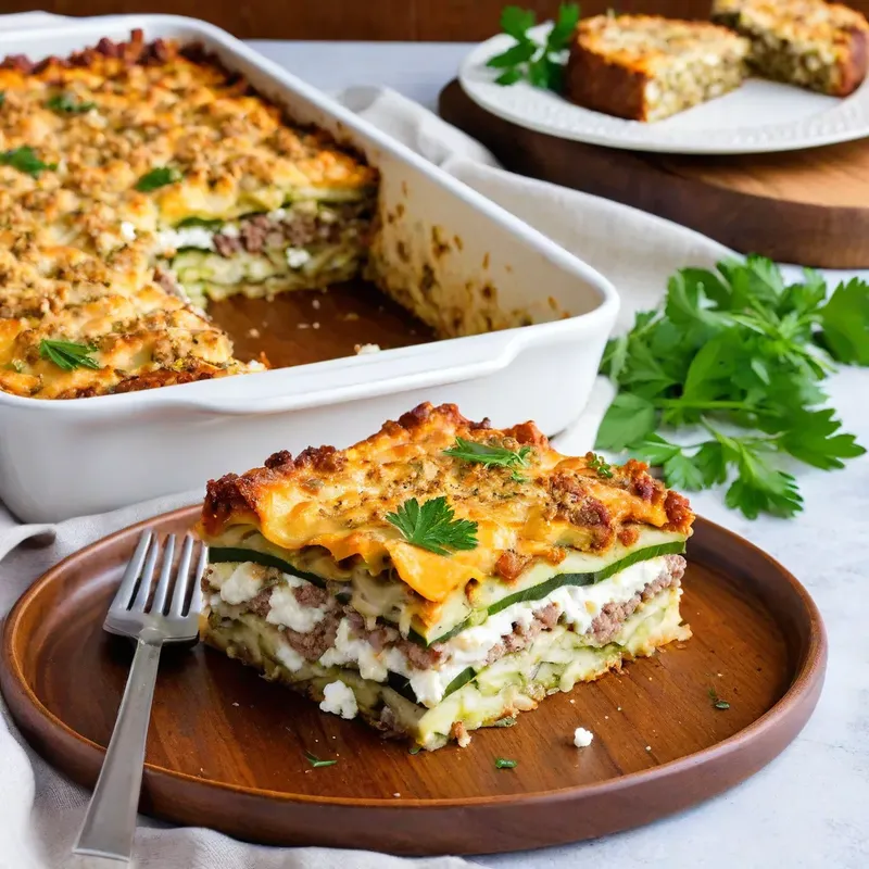Рецепт Мясная запеканка с цукини и фетой