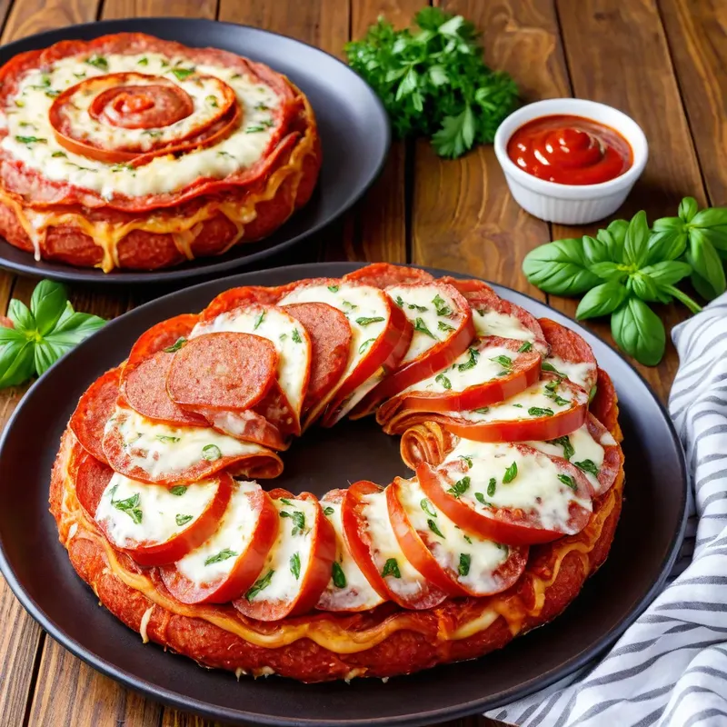 Рецепт Мясные спиральки с пепперони и моцареллой