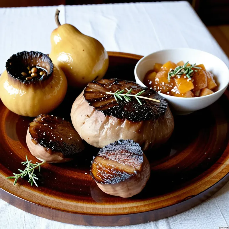 Рецепт Мясные веерки с айвовым чатни и мускатным орехом