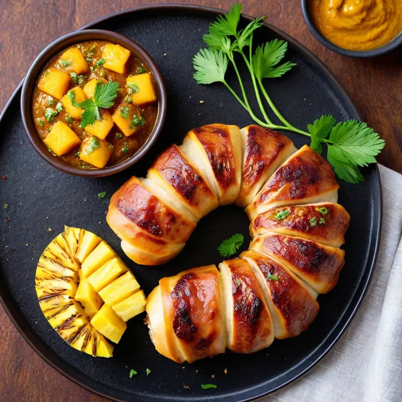 Рецепт Мясные веерки с ананасовым чатни и карри