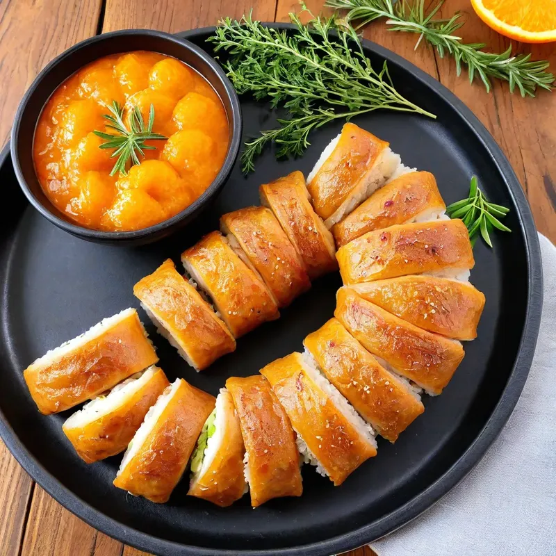 Рецепт Мясные веерки с апельсиновым чатни и тимьяном