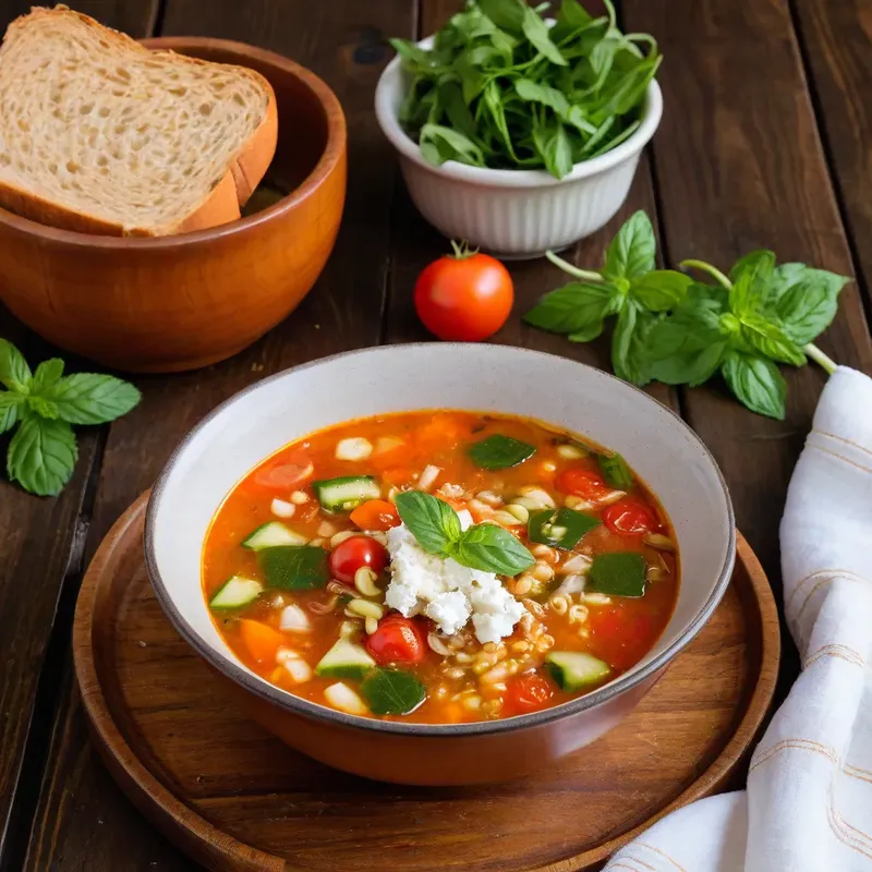 Рецепт Минестроне с козьим сыром и мятой