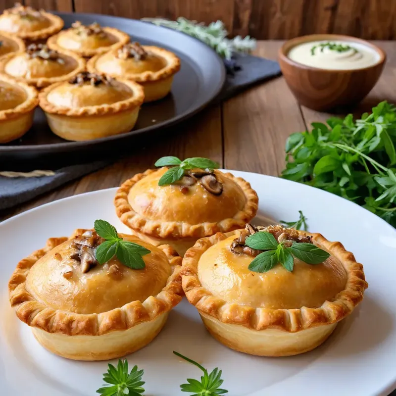 Рецепт Мини-пирожки с курицей и грибами в сливочном соусе