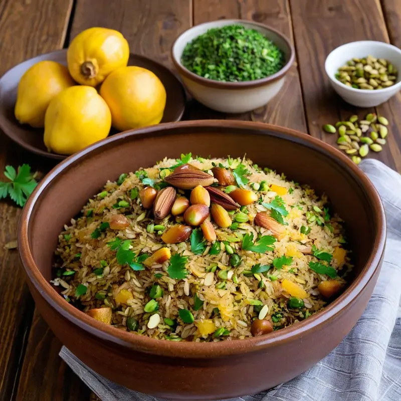 Рецепт Овощной плов с айвой и фисташками