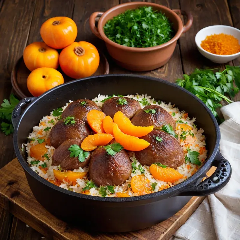 Рецепт Плов с бараниной и хурмой