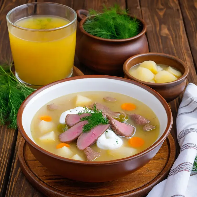 Рецепт Рассольник с языком и картофелем
