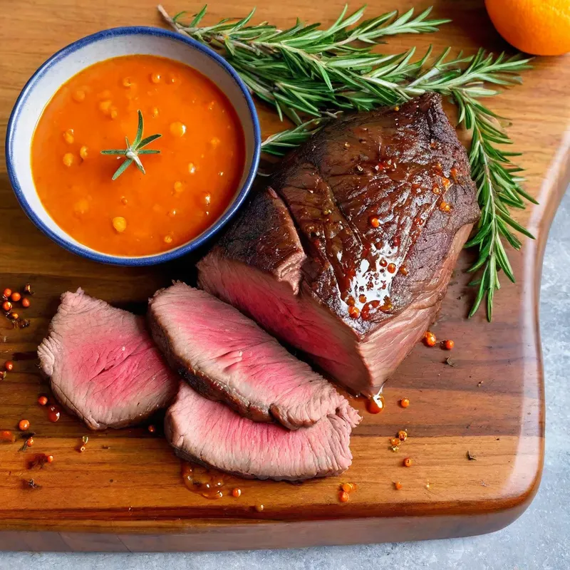 Рецепт Ростбиф с облепиховым соусом и розмарином