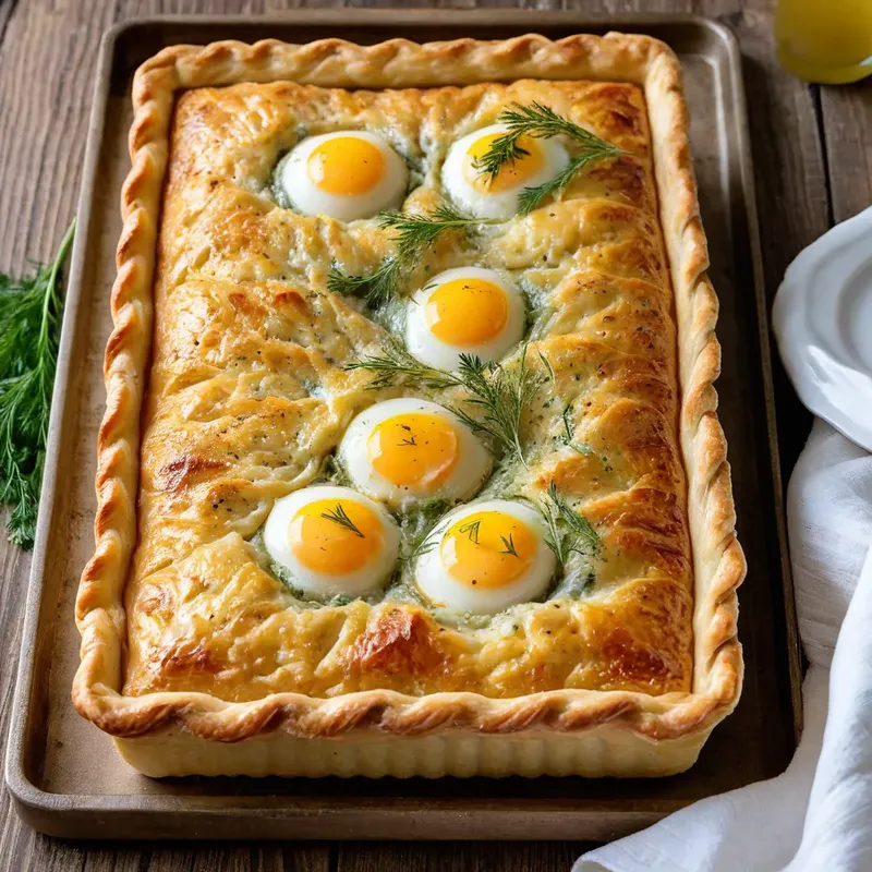 Рецепт Рыбный пирог с корюшкой и чесночным маслом