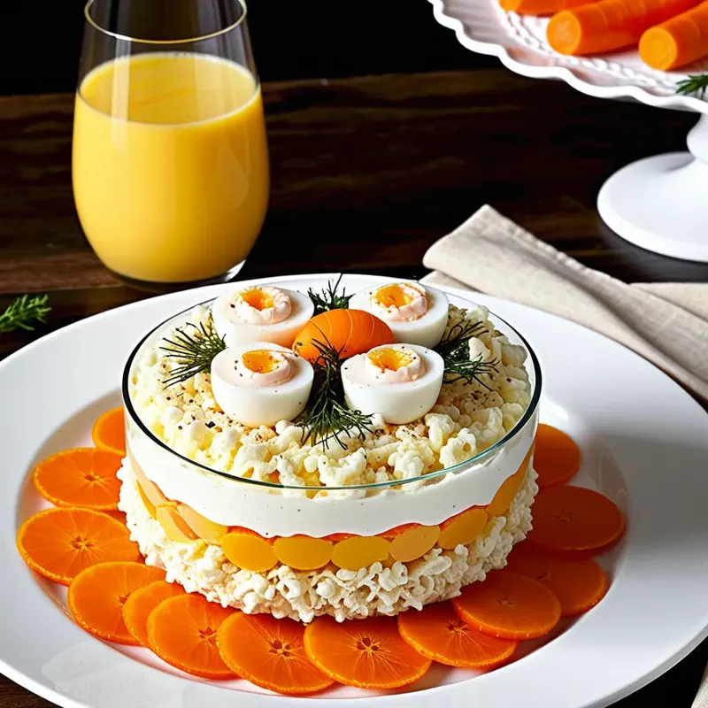 Рецепт Салат "Мимоза" с кальмарами и яйцом