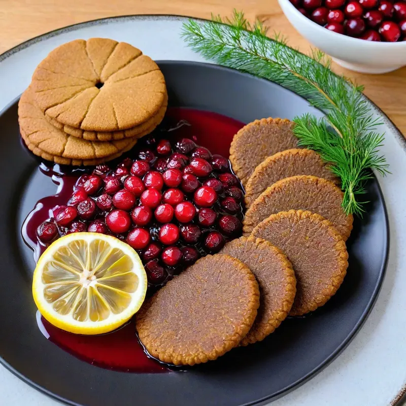 Рецепт Сельдь с имбирным печеньем и клюквенным соусом