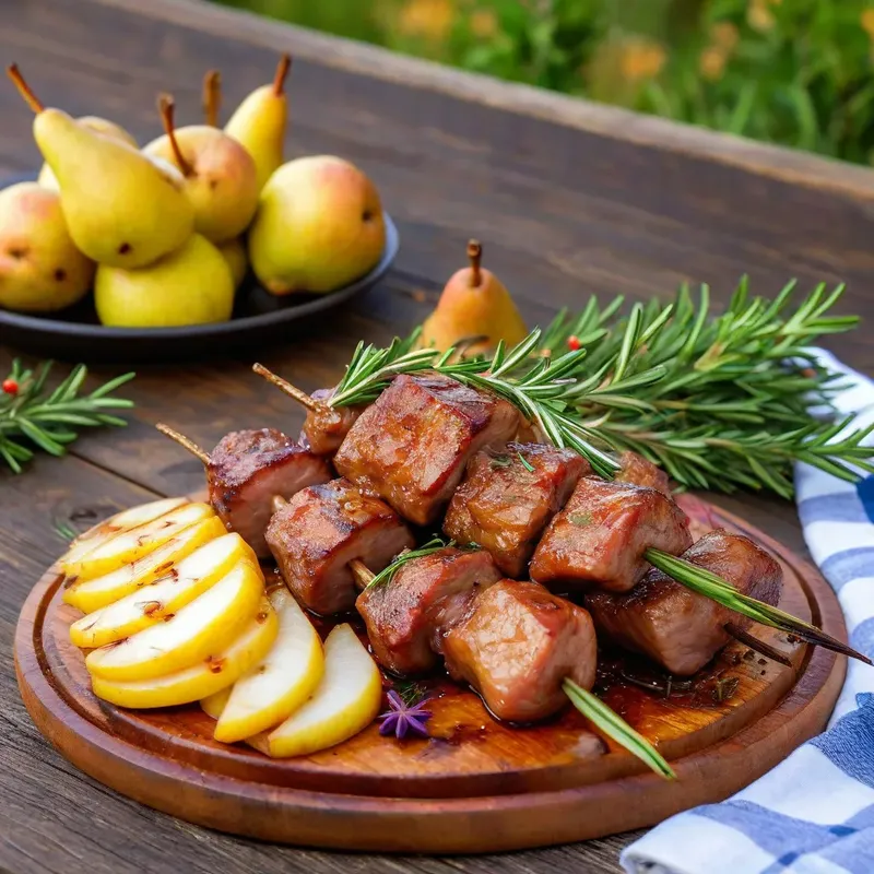 Рецепт Шашлык из свинины с грушей и розмарином