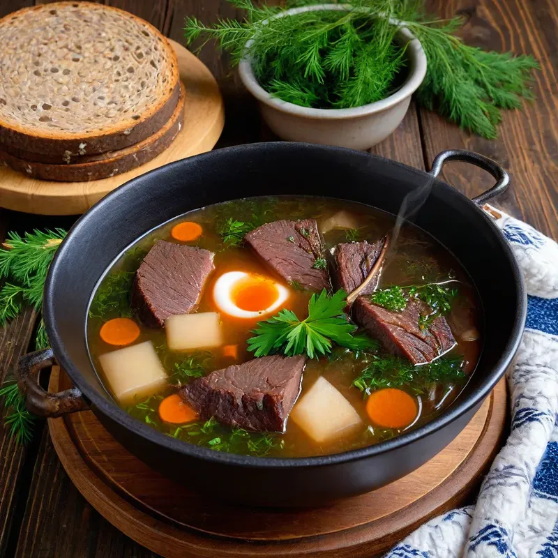 Рецепт Щи с олениной и можжевельником