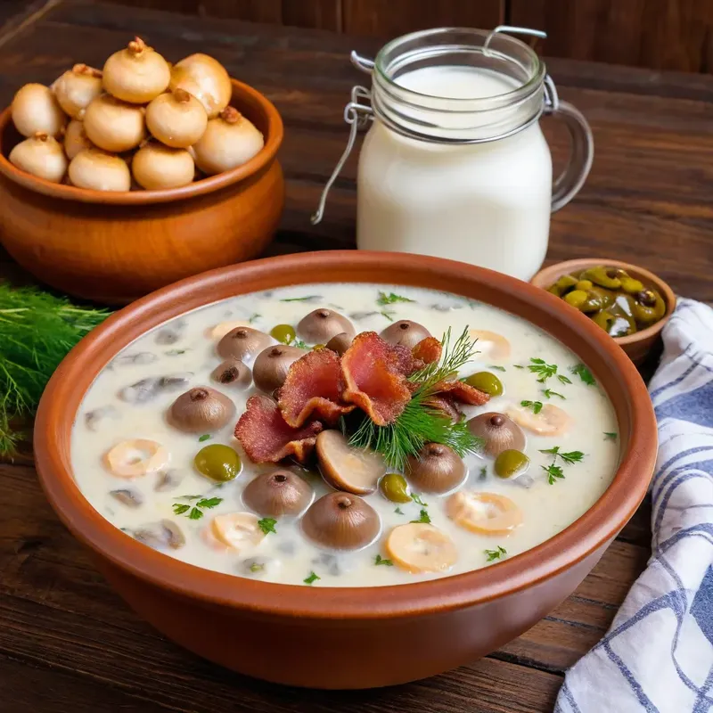 Рецепт Солянка с беконом и солеными груздями