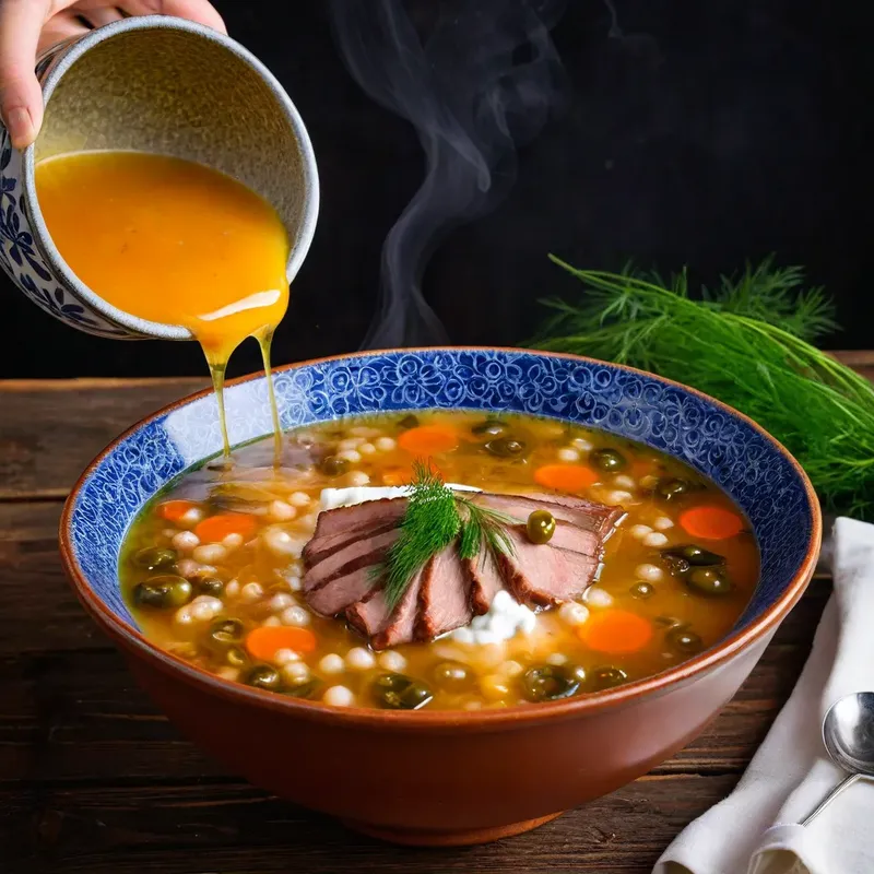 Рецепт Солянка с копчеными ребрышками и перловкой