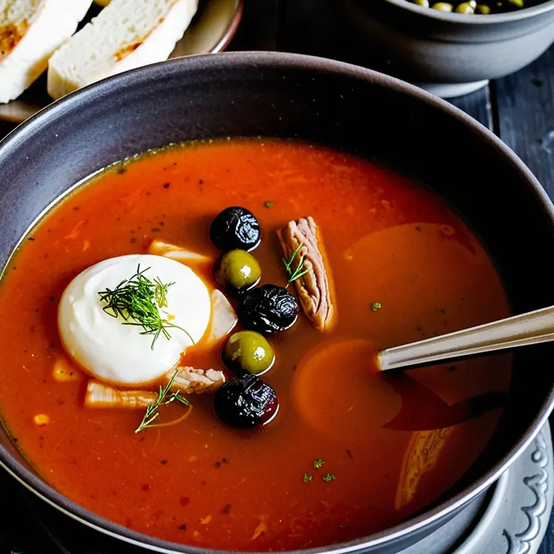 Рецепт Солянка с копчёной свининой и черносливом