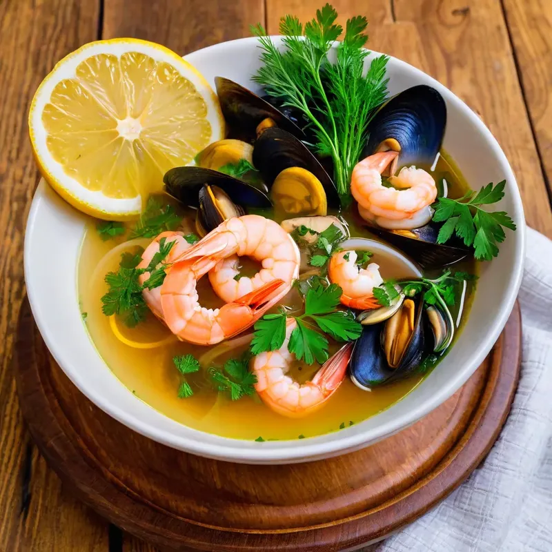 Рецепт Солянка с морепродуктами и лимоном