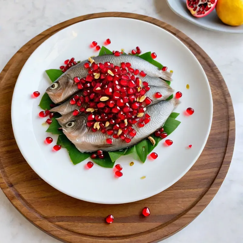 Рецепт Солёная сельдь с гранатом и грецким орехом
