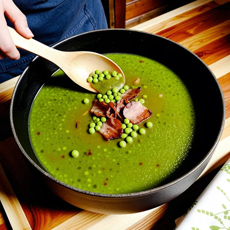 Рецепт Суп с копченым беконом и зеленым горошком