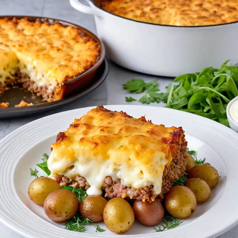 Рецепт Сырная запеканка с фаршем и картофелем