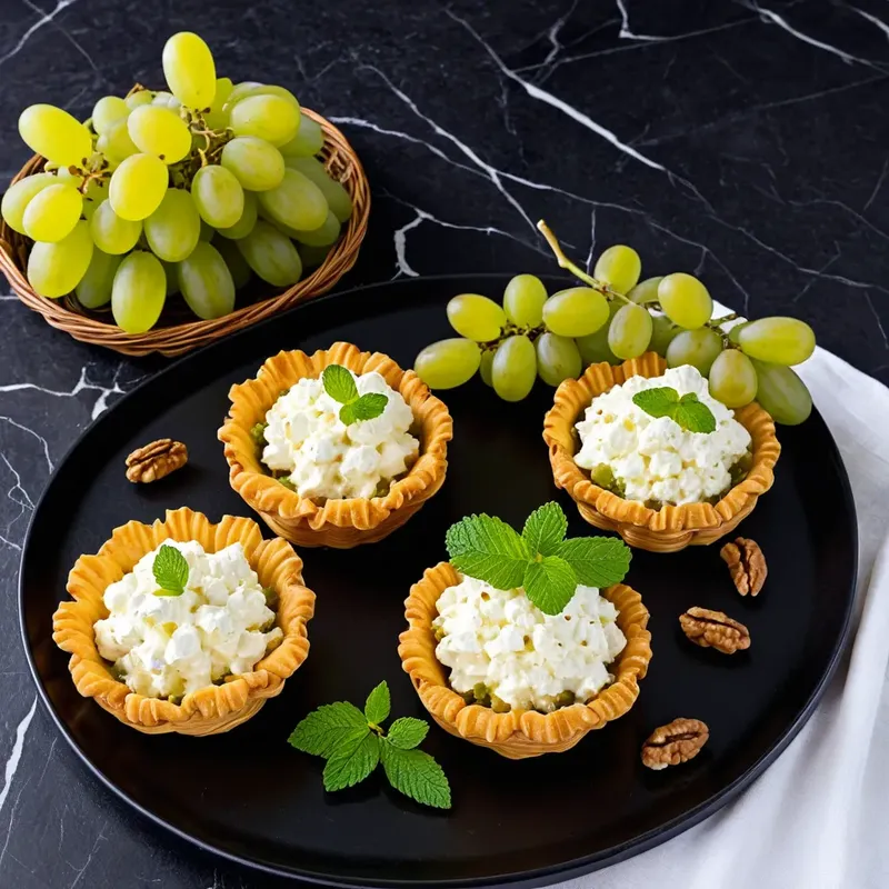 Рецепт Сырные корзинки с виноградом и орехами
