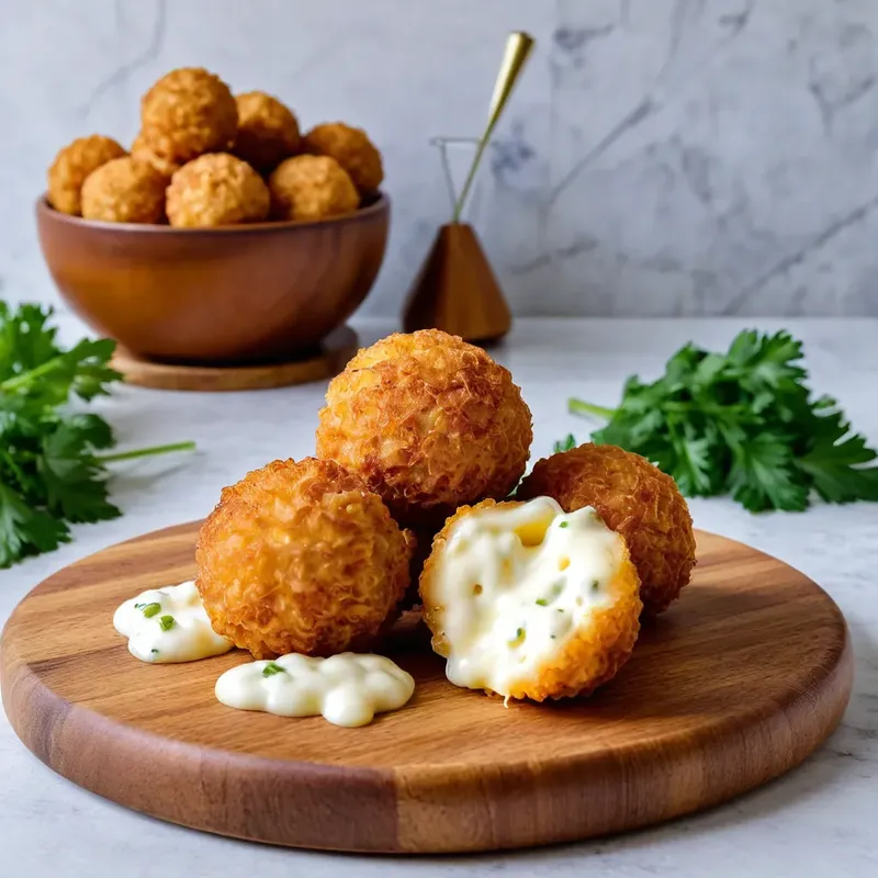 Рецепт Сырные шарики с чесночным соусом