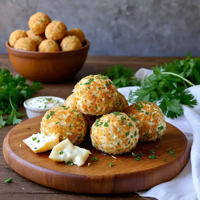 Рецепт Сырные шарики с чесноком и зеленью