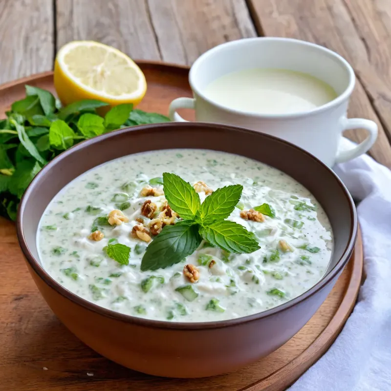 Рецепт Таратор с огурцом и мятой на йогуртовой основе