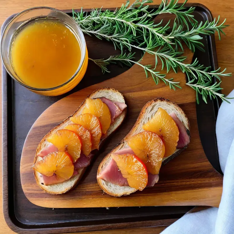 Рецепт Тост с копченой уткой и айвой